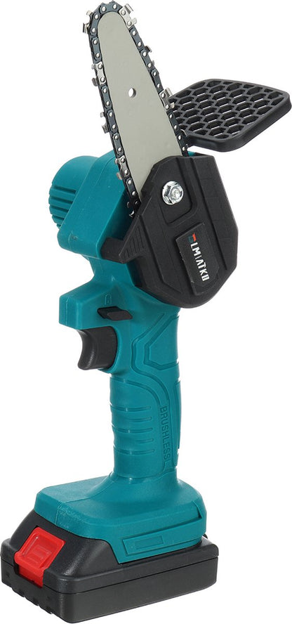 Merkloos Mini Accu Kettingzaag - 4 Inch Elektrische Boomzaag - Handkettingzaag - Met 2 Accu En 1 Oplader - Voor Tuinboom Ranch Bomen Snijden Hout- Blauw