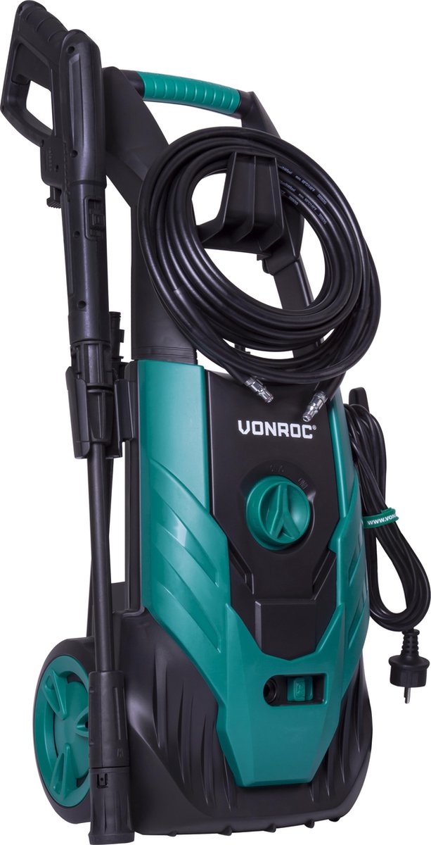  VONROC Hogedrukreiniger V18-2 1800W – 140 Bar – 420 L/h – Incl. 8m Slang, Geïntegreerde Reinigingsmiddelen Tank, Terrasreiniger, Spuitstukken En Accessoires