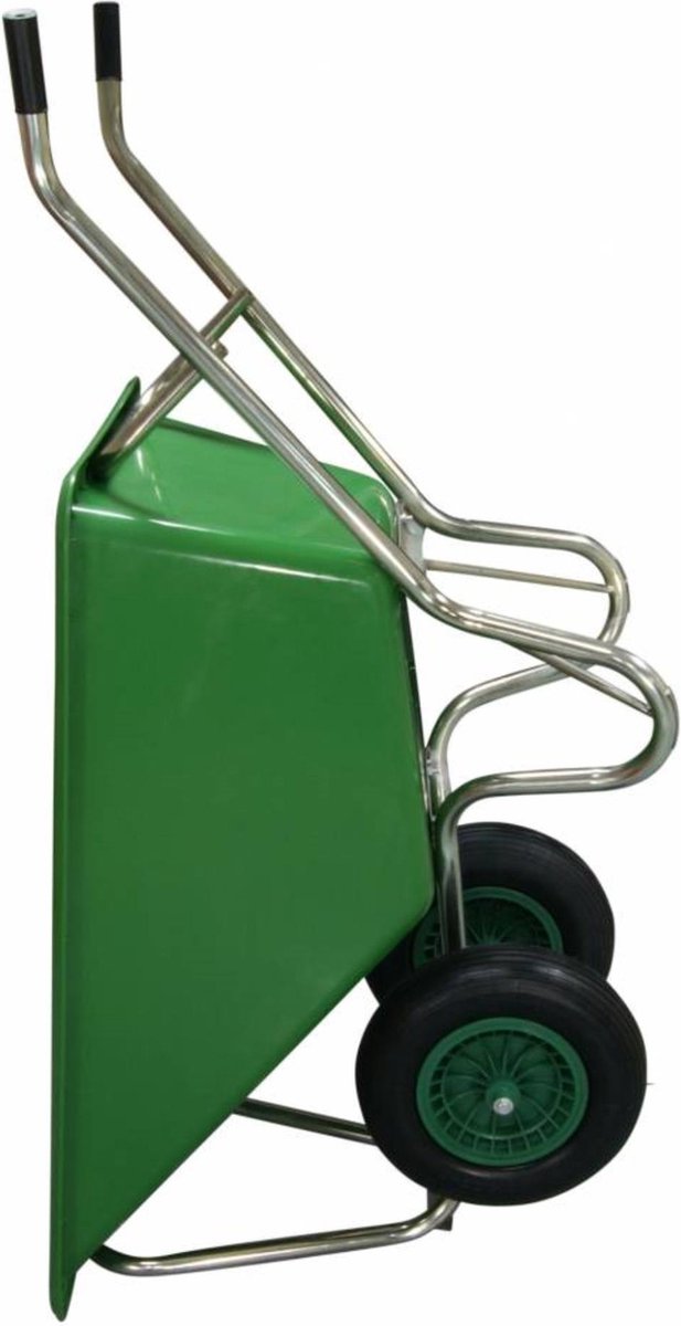  Kruiwagen Met Dubbel Luchtwiel Stal Eco Groen 160 Liter