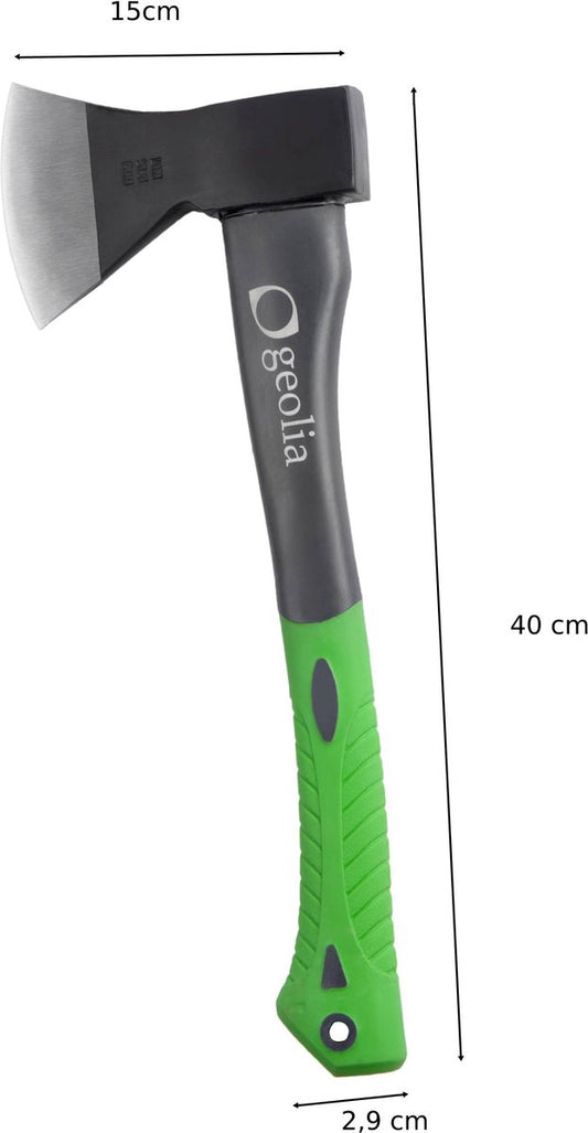  GEOLIA - Bijl - Bijl - Staal - Glasvezelsteel - 0,8 Kg Met Een Stalen Kop Van 0,6 Kg - Bijlen - Handbijl - Kleine Bijl - Kloofbijl - Kloofbijl