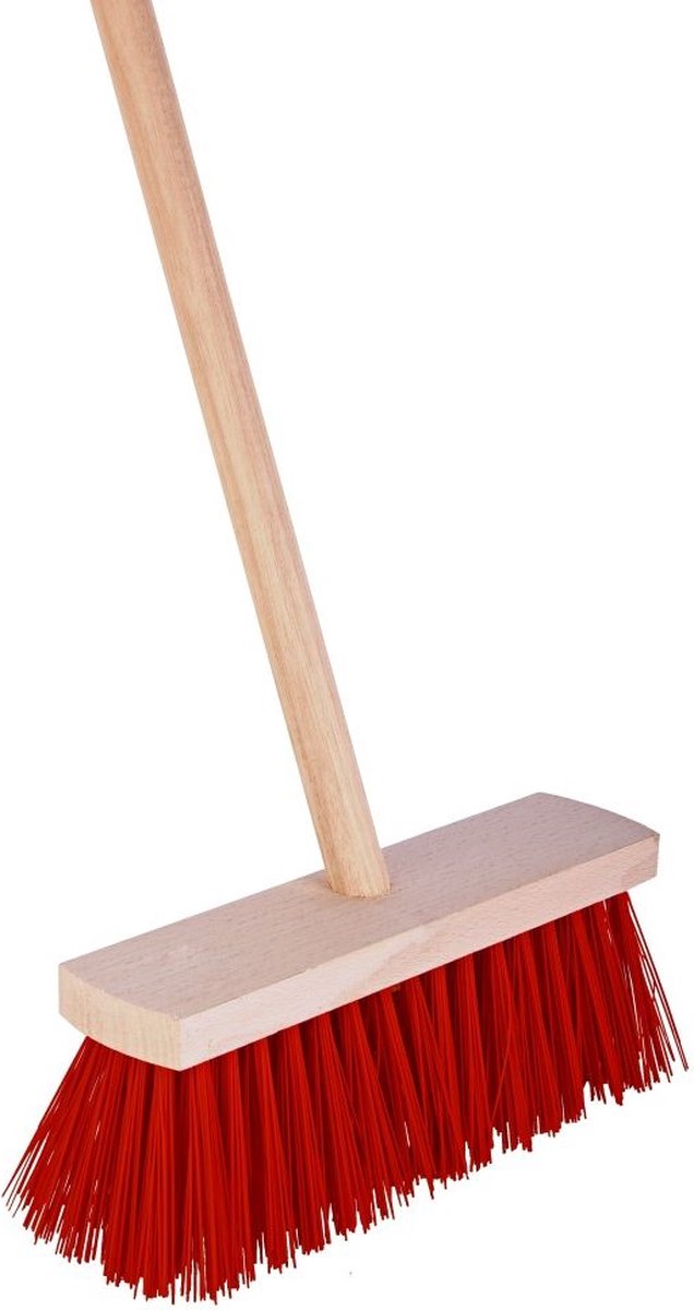  Synx Tools Harde Bezem Rood- Tuinbezem -Nylon - 30 Cm - Straatbezem - Bezems - Besem Veger - Buiten Bezem Met Steel 150 Cm - Schoonmaakartikelen - Schrobborstels