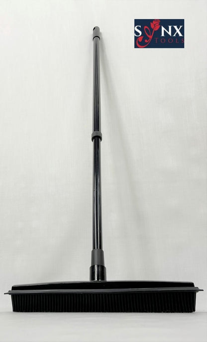  Synx Tools Zachte Bezem Rubberen Zwart 30cm Vloertrekker Binnen Bezem - Pet Hair Remover Bezems - Huisdierhaar Verwijderaar En Kappersbezem Met Steel - Vloertrekkers Met Bezemsteel - Vloertrekker Badkamer - 60/120 Cm Steel