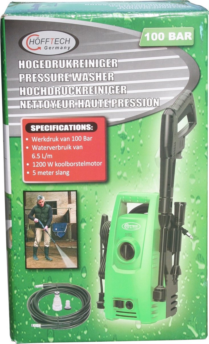  Hofftech 1200 Watt Hogedrukreiniger 100 BAR - Krachtig En Compact