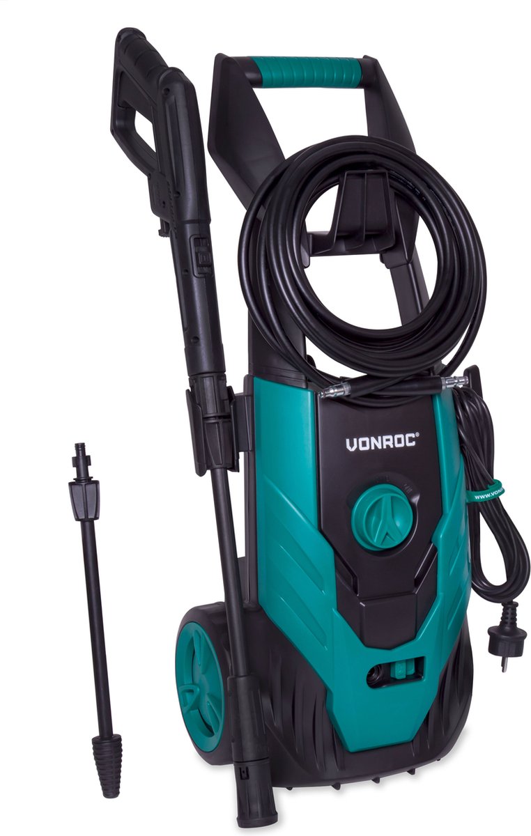  VONROC Hogedrukreiniger V18-1 1800W – 140 Bar – 420 L/h – Incl. 8m Slang, Reinigingsmiddelen Tank En Meer
