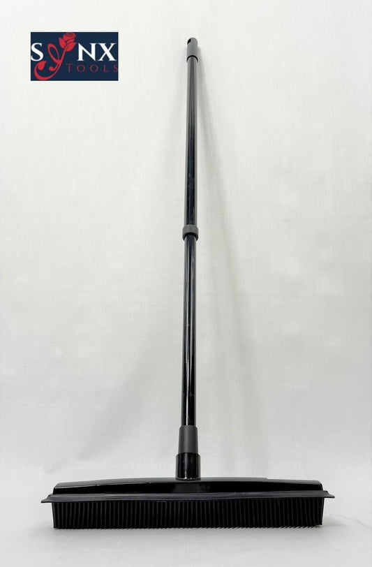  Synx Tools Zachte Bezem Rubberen Zwart 30cm Vloertrekker Binnen Bezem - Pet Hair Remover Bezems - Huisdierhaar Verwijderaar En Kappersbezem Met Steel - Vloertrekkers Met Bezemsteel - Vloertrekker Badkamer - 60/120 Cm Steel