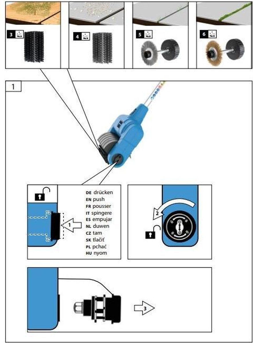  Güde Elektrische Oppervlakte- En Voegenreiniger - MET Telescopische Stang &amp; 4 Voegenborstels - GUB 500