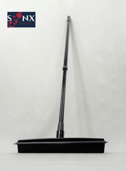  Synx Tools Zachte Bezem Rubberen Zwart 30cm Vloertrekker Binnen Bezem - Pet Hair Remover Bezems - Huisdierhaar Verwijderaar En Kappersbezem Met Steel - Vloertrekkers Met Bezemsteel - Vloertrekker Badkamer - 60/120 Cm Steel