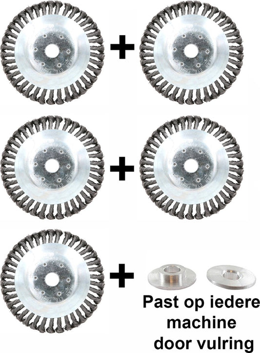 Universele Onkruidborstel Per 5 - 15CM - Max. Toerental 10.000 P/m - Onkruid Verwijderen - Onkruidverwijderaar - Tuingereedschap - Onkruidborstel Bosmaaier - Opzetstuk - SET