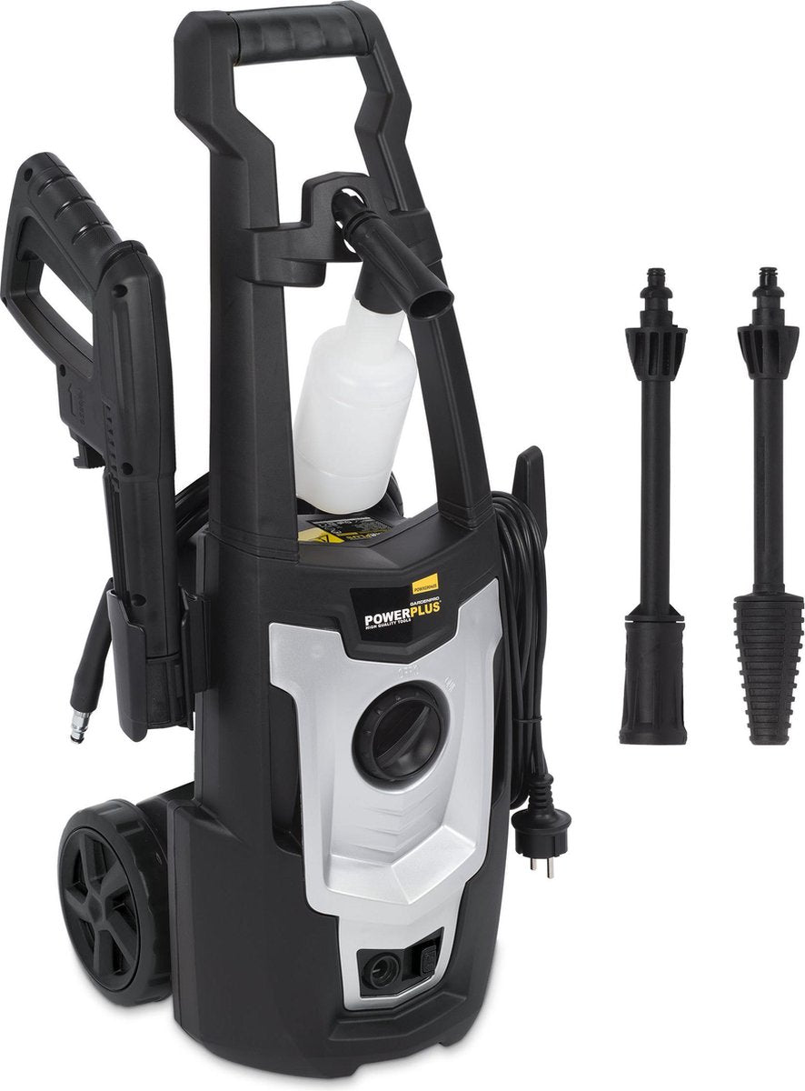  Powerplus POWXG90405 Hogedrukreiniger - 1400W - Max. 110 Bar - 390 L/h - Incl. 5m Slang En Accessoires - Excl. Terrasreiniger - Reiniger Voor Auto, Fiets En Meubelen
