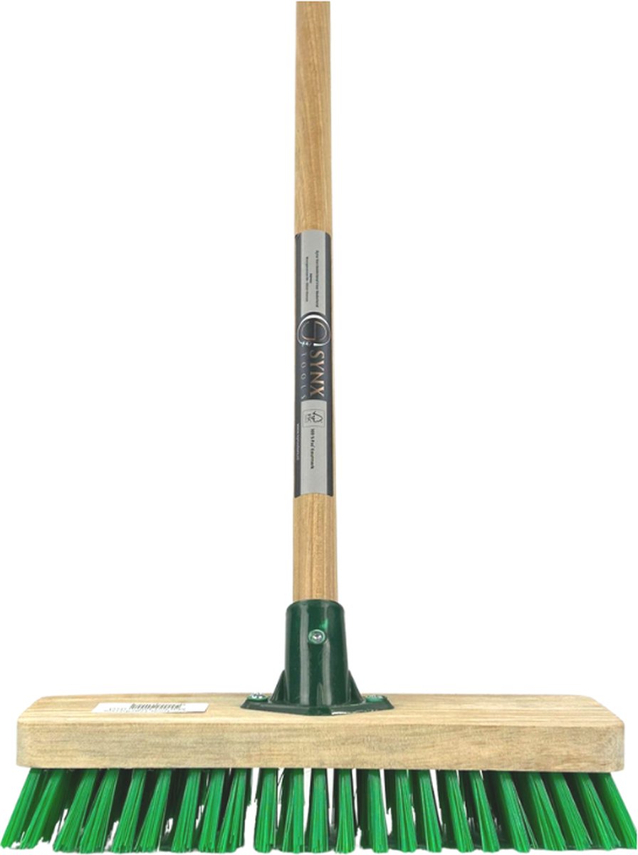  Synx Tools Tegelborstel 28cm - Mosbezem - Schrobbezem - Bezem - Mos - Onkruidborstel - Veger - Harde Borstel- Bezem Met Steel 120cm
