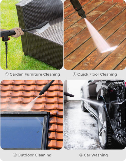 Merkloos Home Hogedrukreiniger - 2100W - 165 Bar - Met Verstelbare Nozzles Slanghaspel 5m Netsnoer 10m Slang - Voor Reiniging Huis Auto Tuin