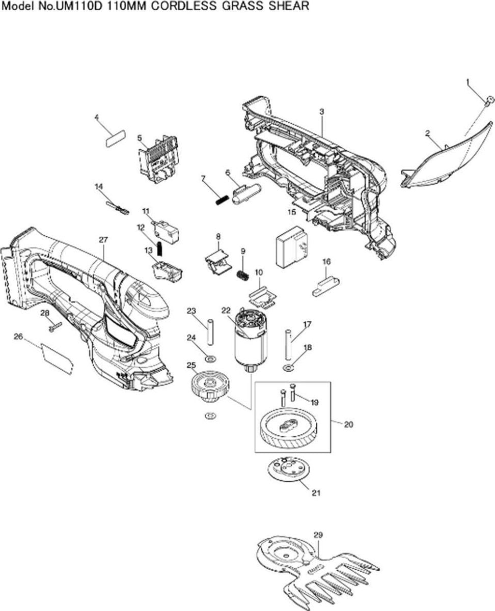  Makita Accu Grasschaar En Buxusschaar UM110DWYX
