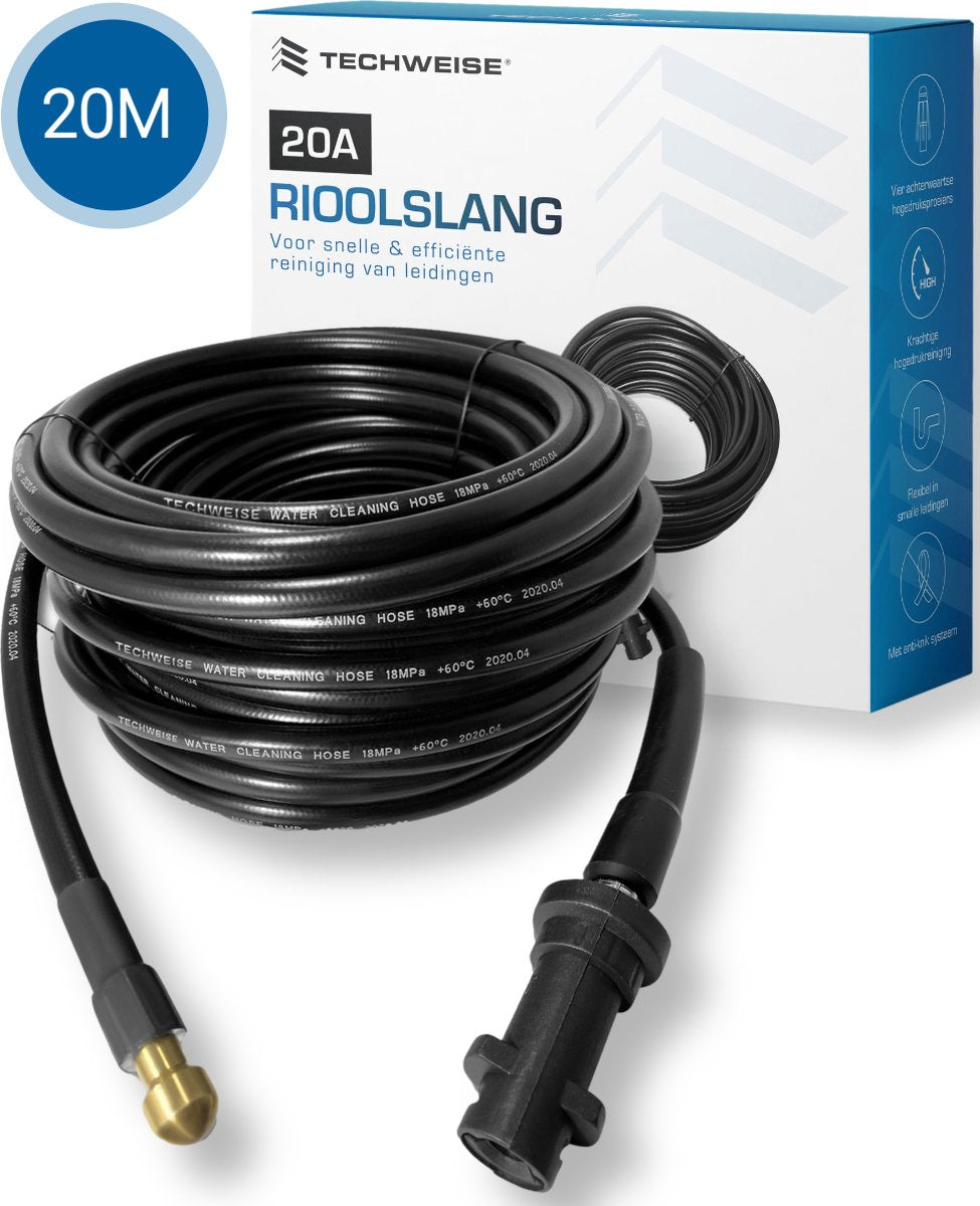  Techweise - Rioolslang Voor Kärcher K2 T/m K7 - 20M - Met 4 Achterwaartse Hogedruksproeiers
